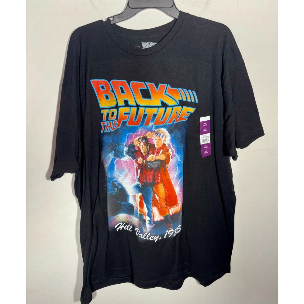 Back to the Future Hill Valley 1985 T-Shirt Men's 2XL Black Marty Doc NWT